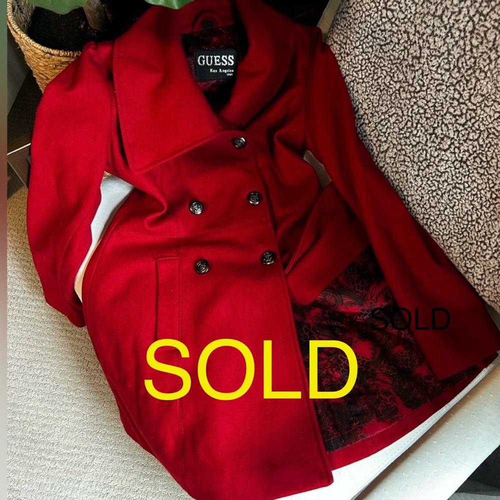 GUESS Women's Vibrant Red Trench Coat
